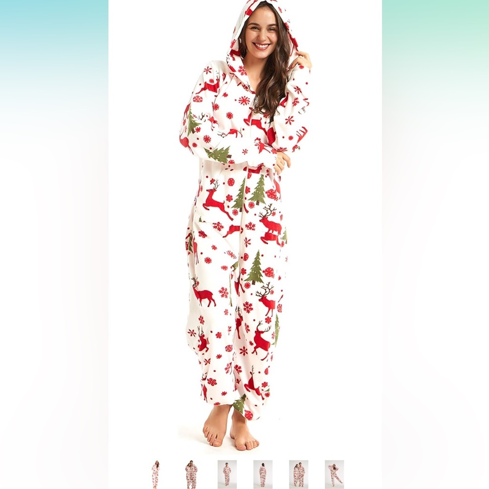 XMASCOMING Medium fleece hooded holiday pajamas
